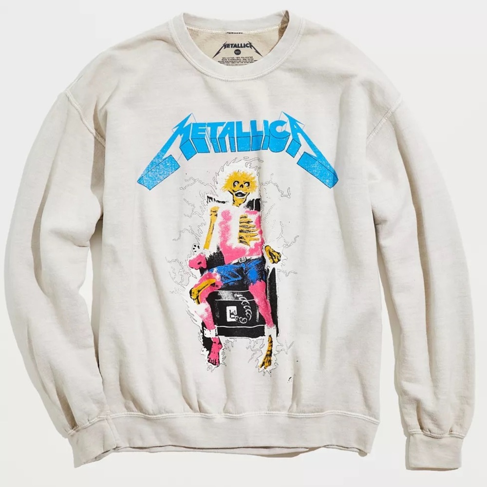 UO Metallica Vintage Wash Crew Neck Sweatshirt